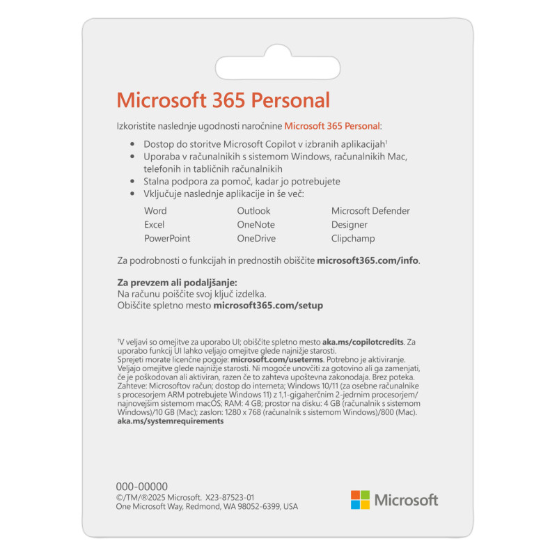 MICROSOFT 365 Personal FPP 32/64 bit one-year subscription