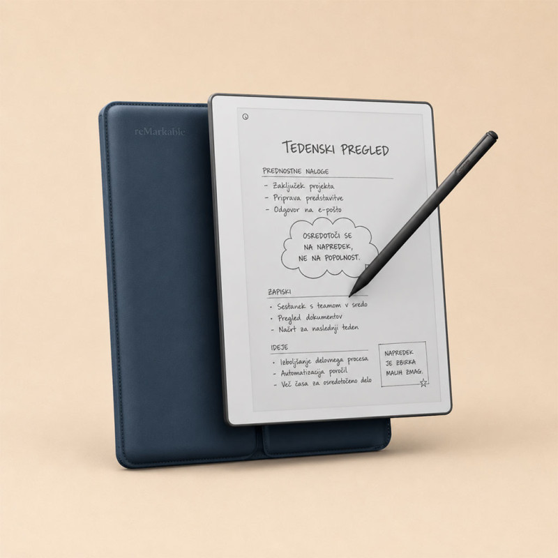 Tablica reMarkable Paper Pure + Marker Plus + Ovitek Sleeve Folio Ocean Blue