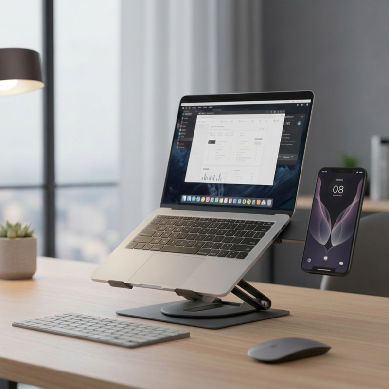 UVI Premium Height Adjustable And 360 Rotatable Folding Laptop Riser for Computer and Phone