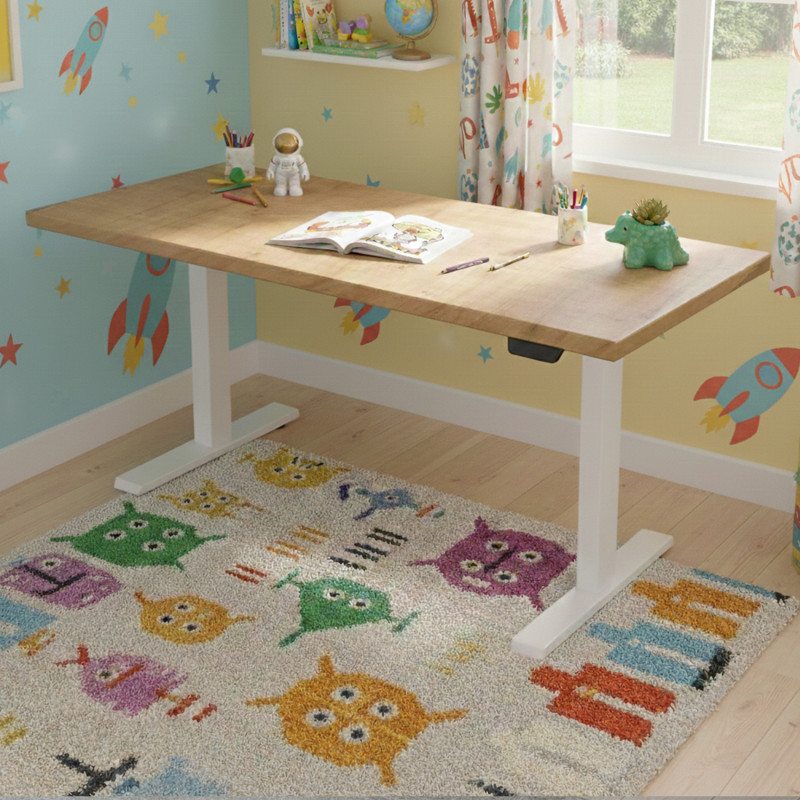 UVI LITE V2 električna dvižna miza Chalet Oak in bel okvir