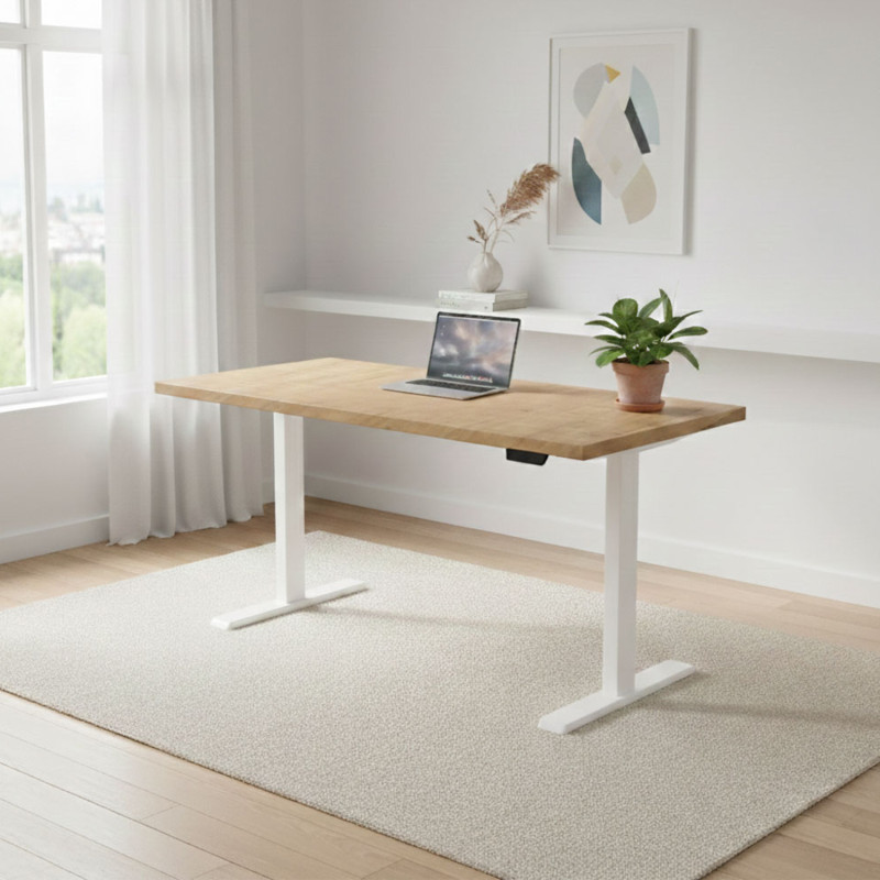 UVI LITE V2 električna dvižna miza Chalet Oak in bel okvir