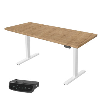 UVI STANDARD V2 Electric Sit-Stand Desk - Chalet Oak & White Frame