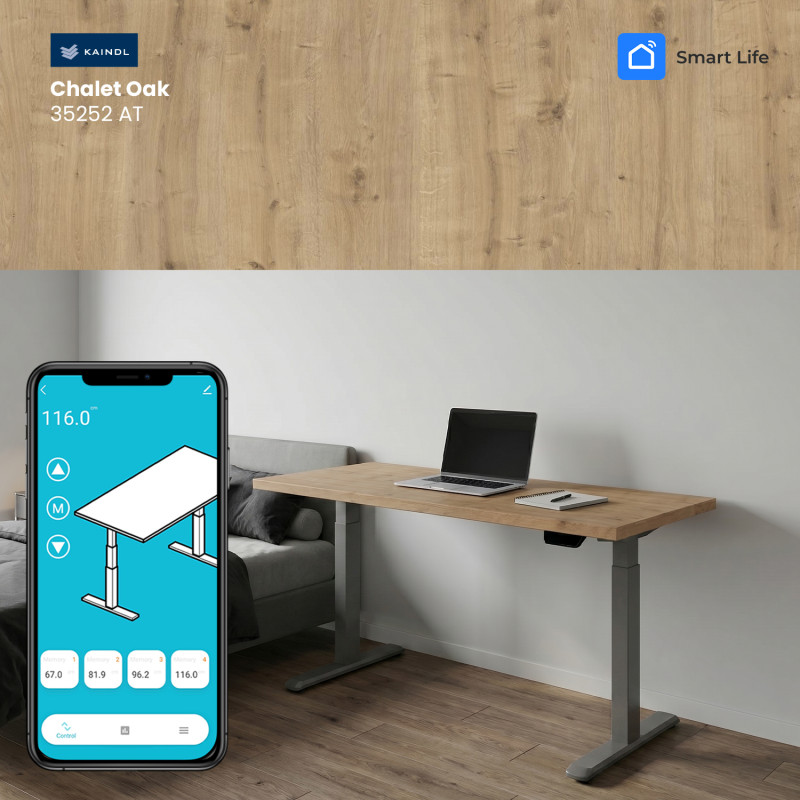 UVI STANDARD V2 električni sit-stand stol - Chalet Oak i sivi okvir