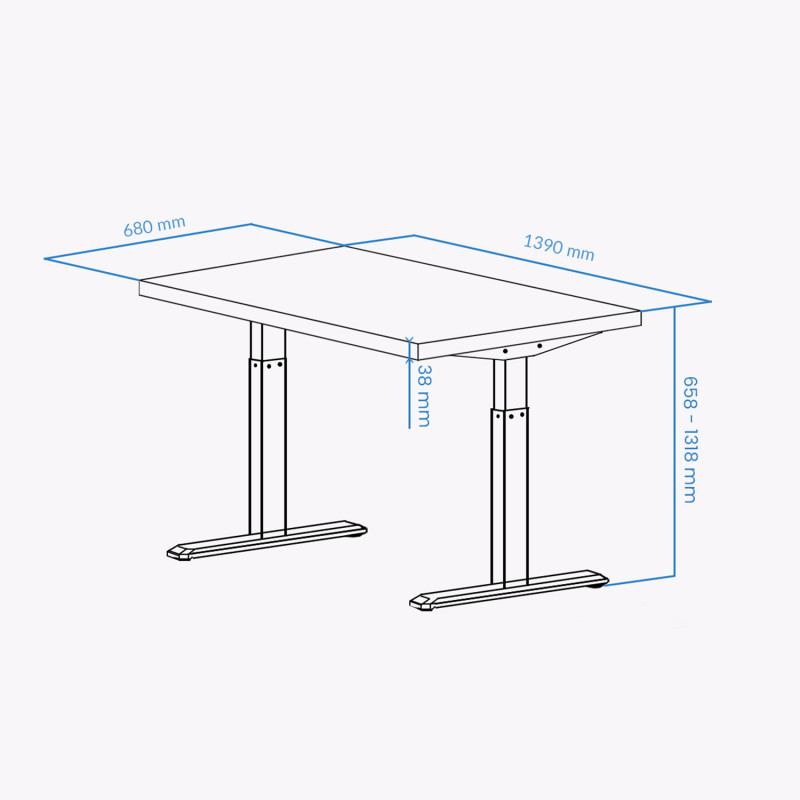 UVI STANDARD V2 električni sit-stand stol - Chalet Oak i sivi okvir