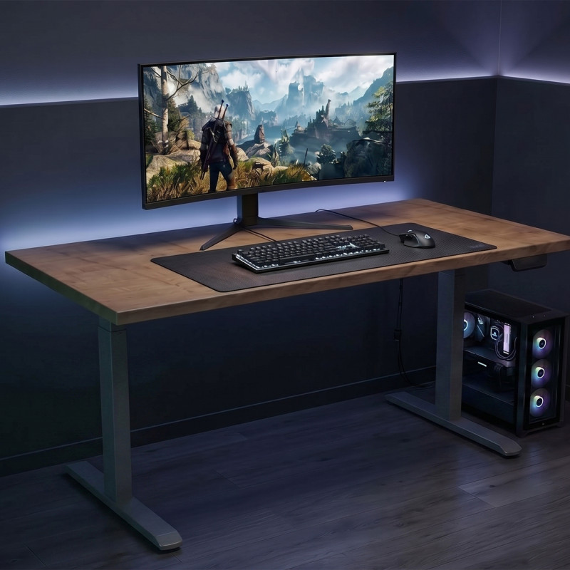 UVI STANDARD V2 električni sit-stand stol - Chalet Oak i sivi okvir