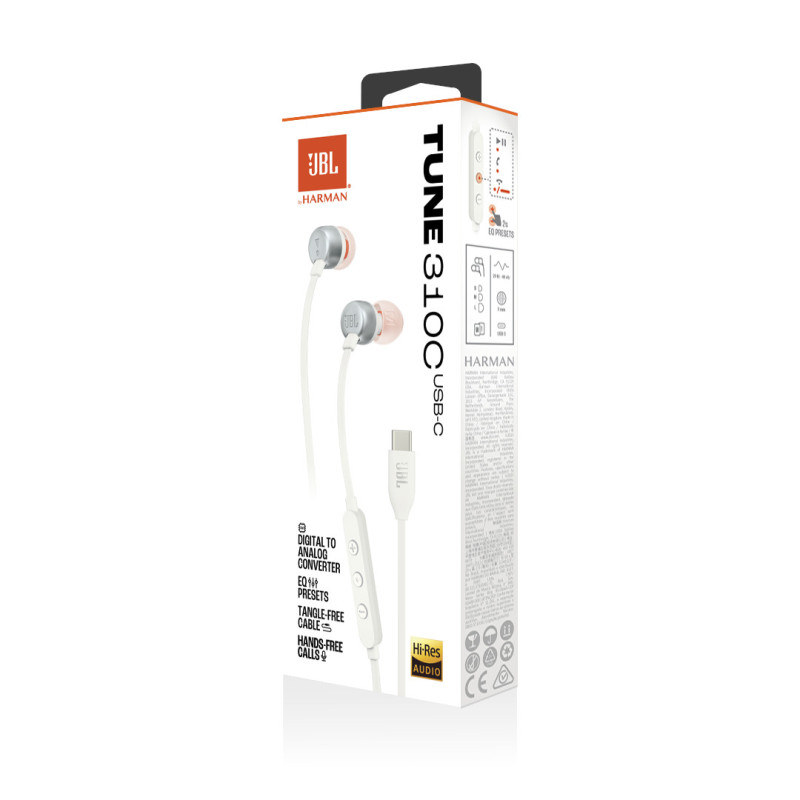 JBL Tune 310C USB-C White Earphones