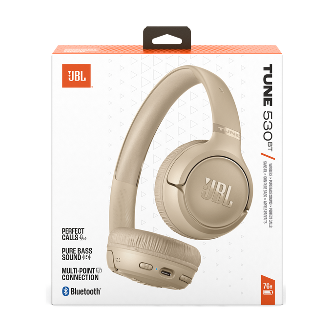 JBL Tune 530BT Wireless On‑Ear Headphones – Beige