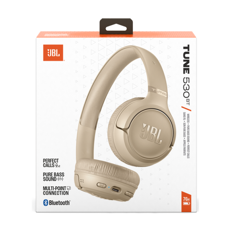 JBL Tune 530BT Wireless On‑Ear Headphones – Beige
