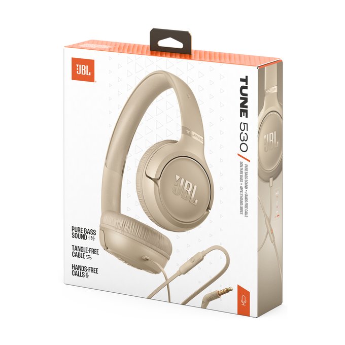 JBL Tune 530 Wired On‑Ear Headphones – Beige JBL Tune 530 Wired On‑Ear Headphones – Beige