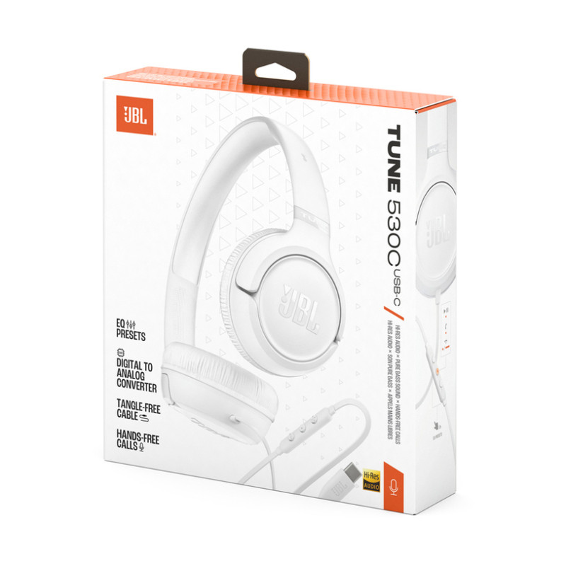 JBL Tune 530C USB C White Wired Headphones JBL Tune 530C USB C White Wired Headphones