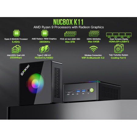Mini PC GMKtec K11 AMD Ryzen 9 8945HS 32GB RAM + 2TB SSD WIN 11 Pro Mini PC GMKtec K11 AMD Ryzen 9 8945HS 32GB RAM + 2TB SSD WIN 11 Pro