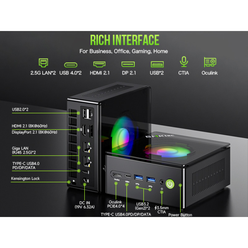 Mini PC GMKtec K11 AMD Ryzen 9 8945HS 32GB RAM + 2TB SSD WIN 11 Pro